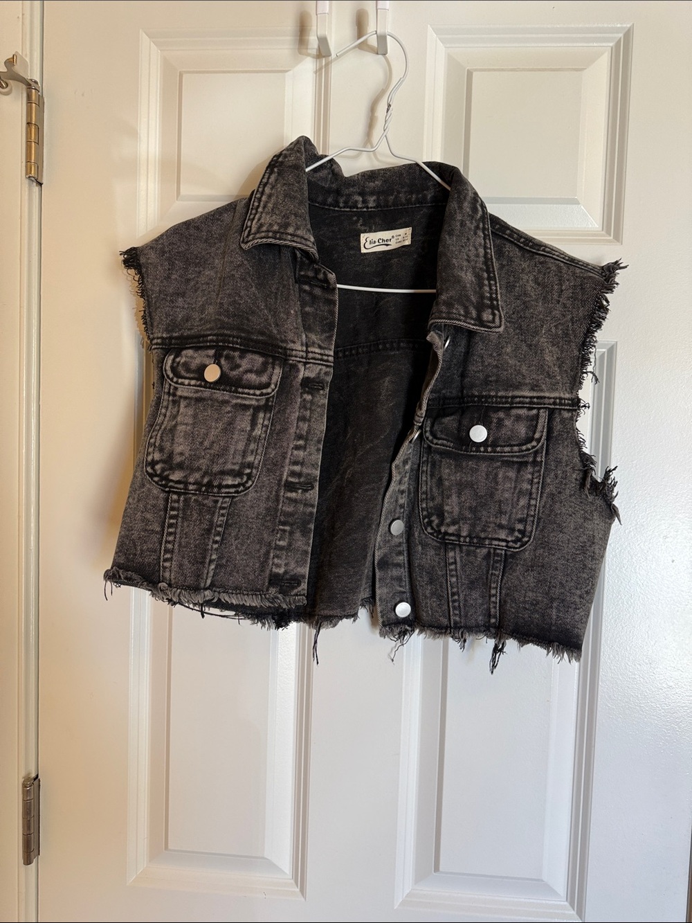 Unbranded Black Washed Denim Crop Vest